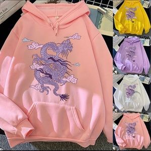 Pink Dragon Print Hoodie (Last One)